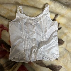 12 Live Relaxed white cotton button tank top